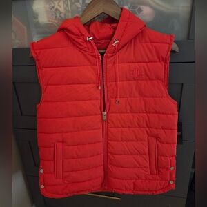 Ralph Lauren Women's Bright Red Hooded Vest